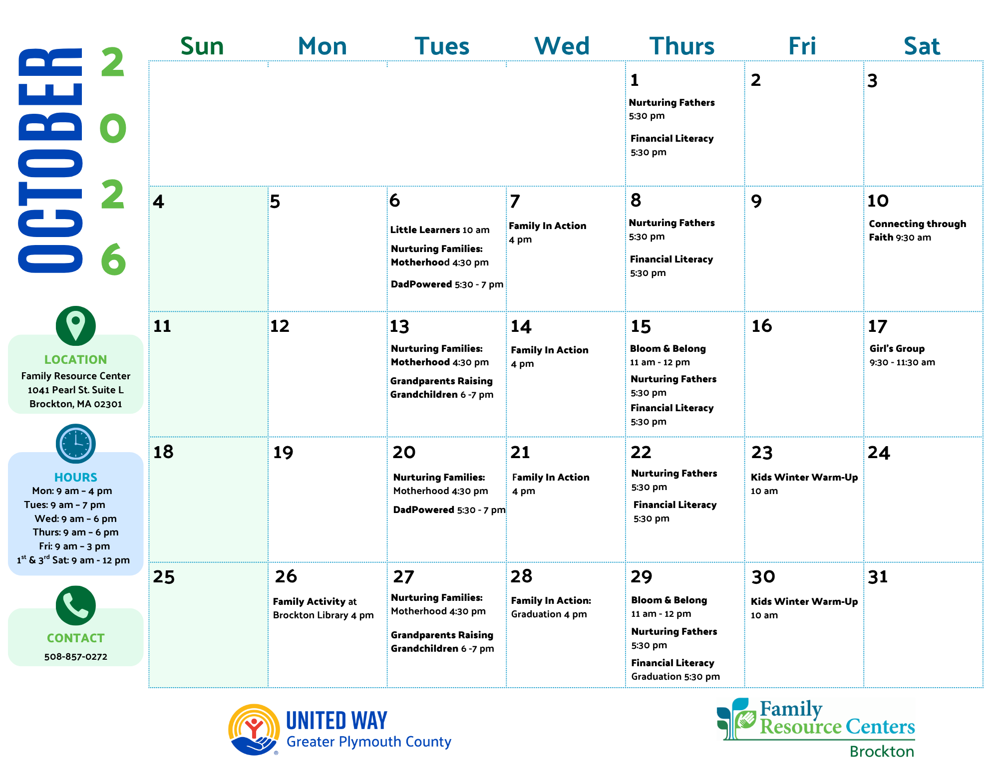 FRC October Calendar